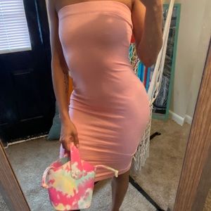 Super Stretchy Pink Strapless Bodycon Dress